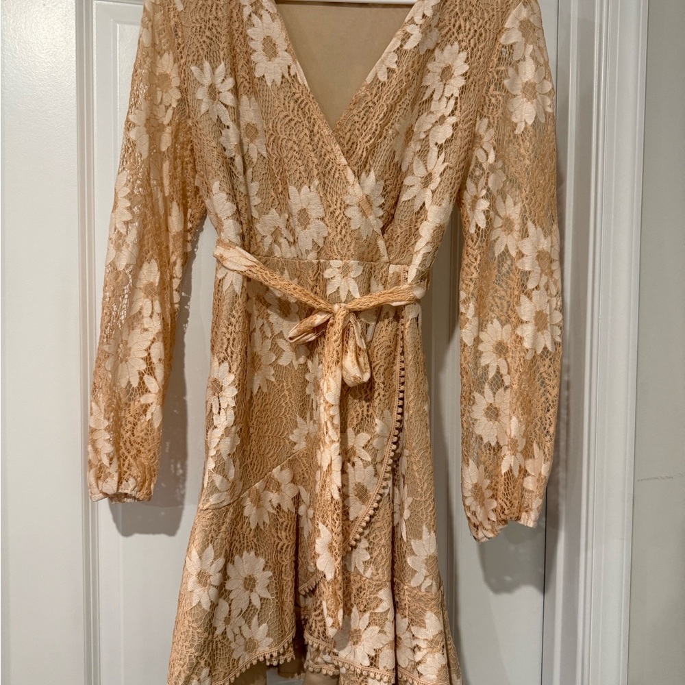 Floral Lace Wrap Dress